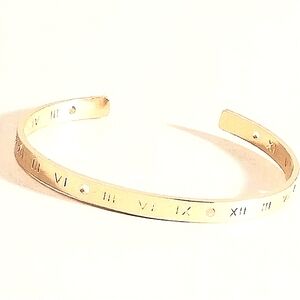 GOLD Plated Roman Numerals Cuff Stackable Bracelet NEW in package